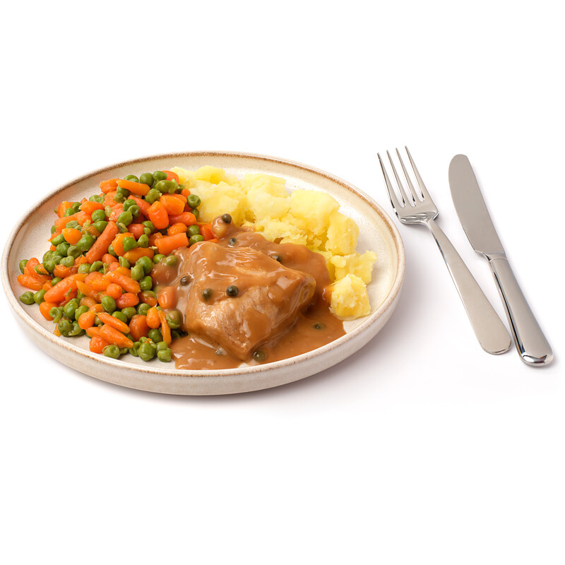 Een afbeelding van AH Kipfilet pepersaus met wortel en doperwt