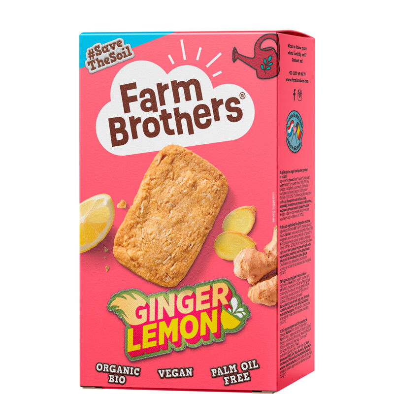 Een afbeelding van Farm Brothers Gember citroen koekjes bio