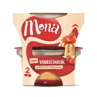 Mona Pudding vanille met aardbeiensaus duo