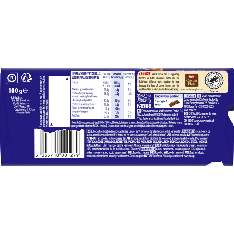 Een afbeelding van Nestlé Crunch melkchocolade reep