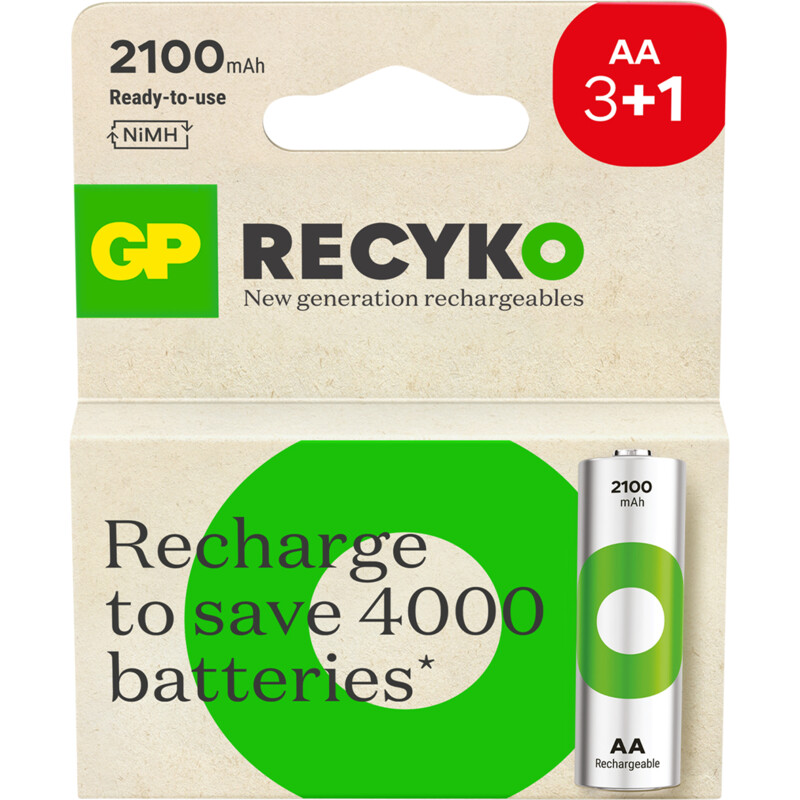 Een afbeelding van GP Recyko rechargeable AA 2100 mAh