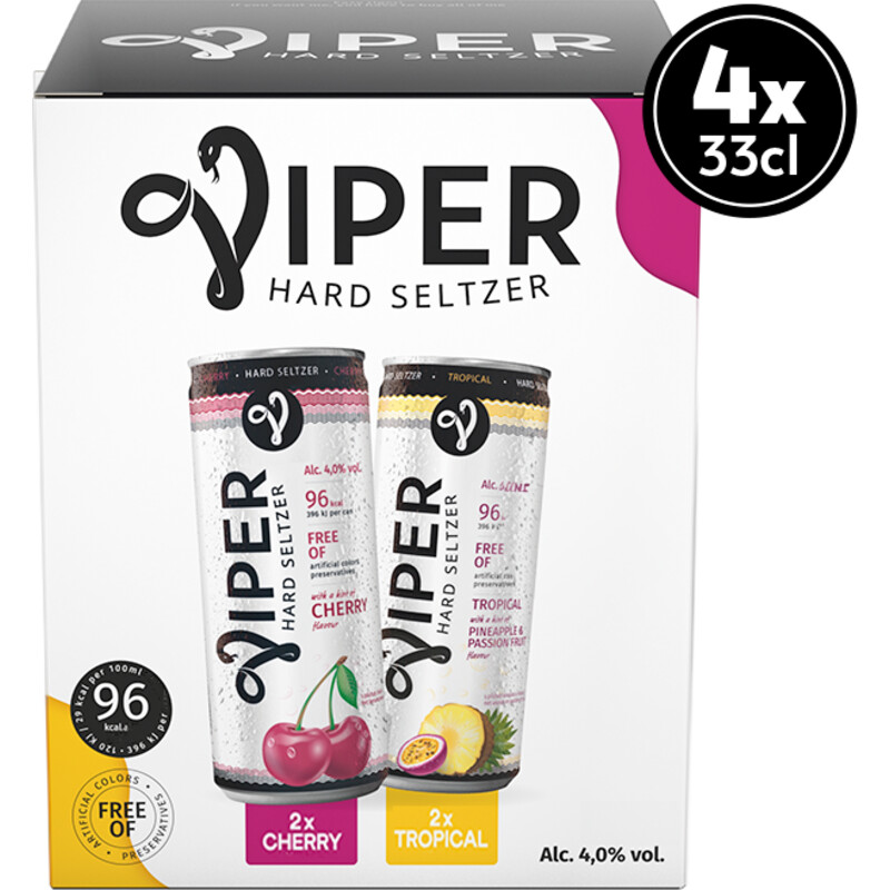 Een afbeelding van Viper Hard seltzer tropical cherry 4-pack