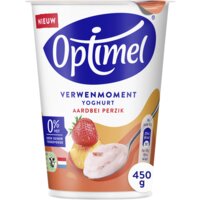 Een afbeelding van Optimel Verwwenmoment yoghurt aardbei perzik