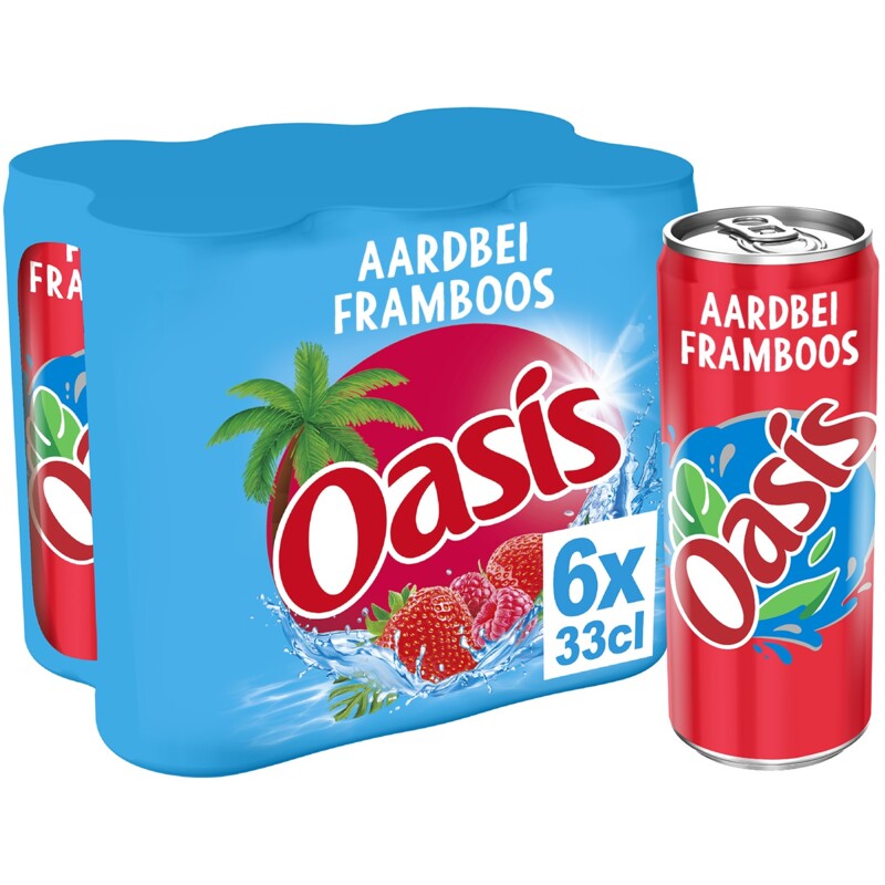 Een afbeelding van Oasis Aardbei framboos 6-pack
