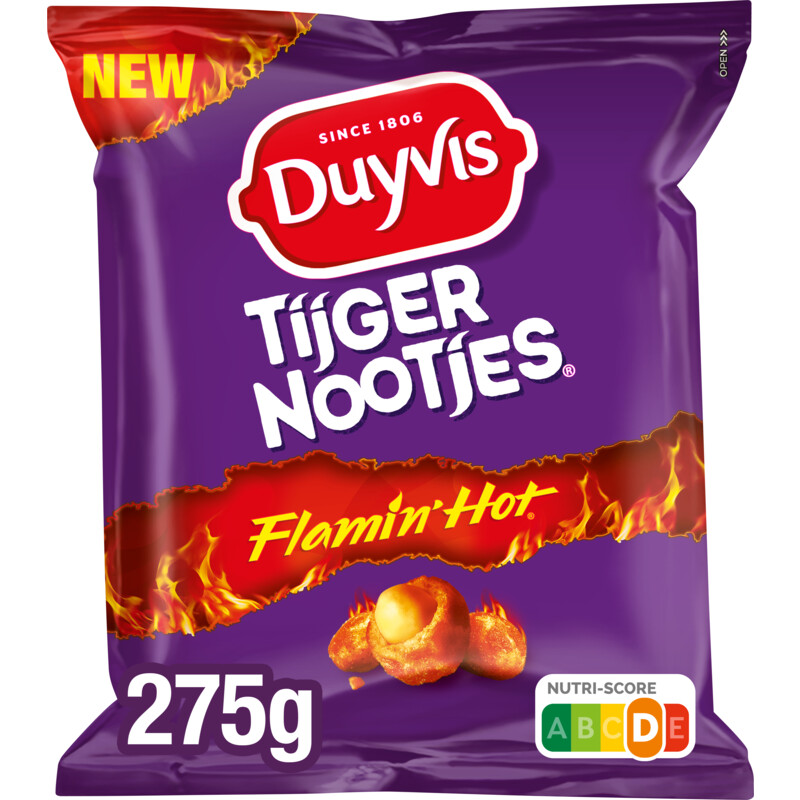 Een afbeelding van Duyvis Tijgernootjes flamin hot