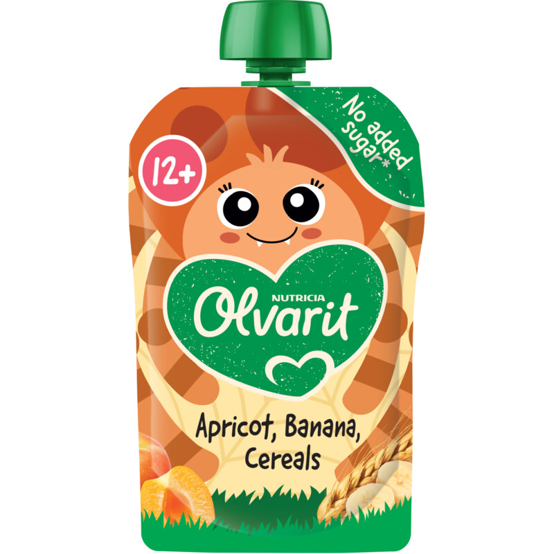 Een afbeelding van Olvarit Knijpfruit abrikoos banaan granen 12m+
