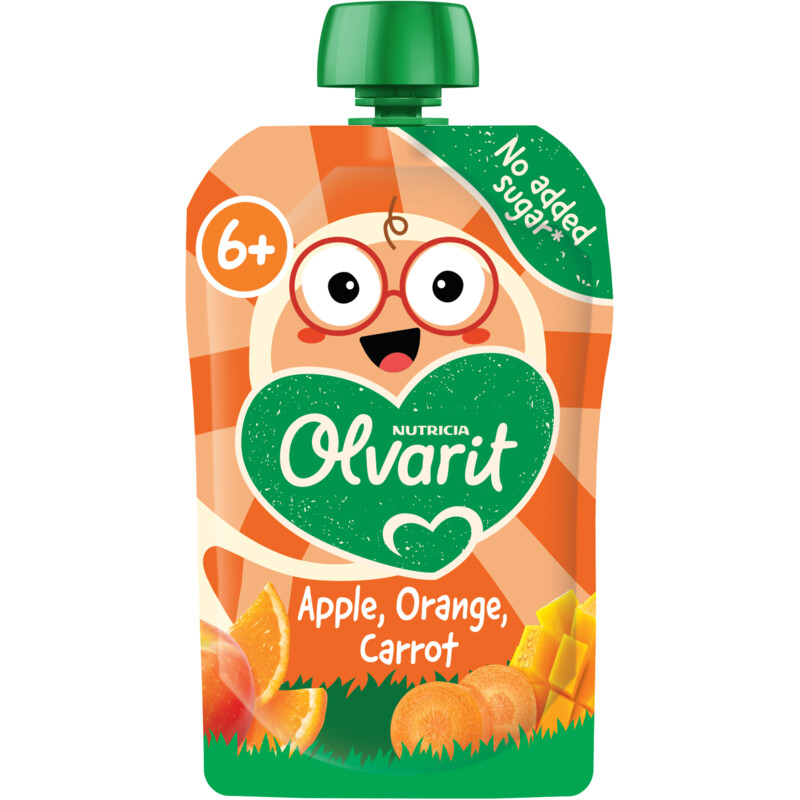 Een afbeelding van Olvarit Knijpfruit appel sinaasappel wortel 6m+