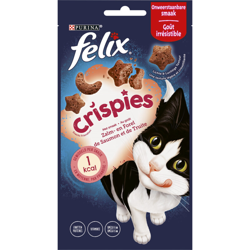 Een afbeelding van Felix Crispies zalm- & forelsmaak kattensnack