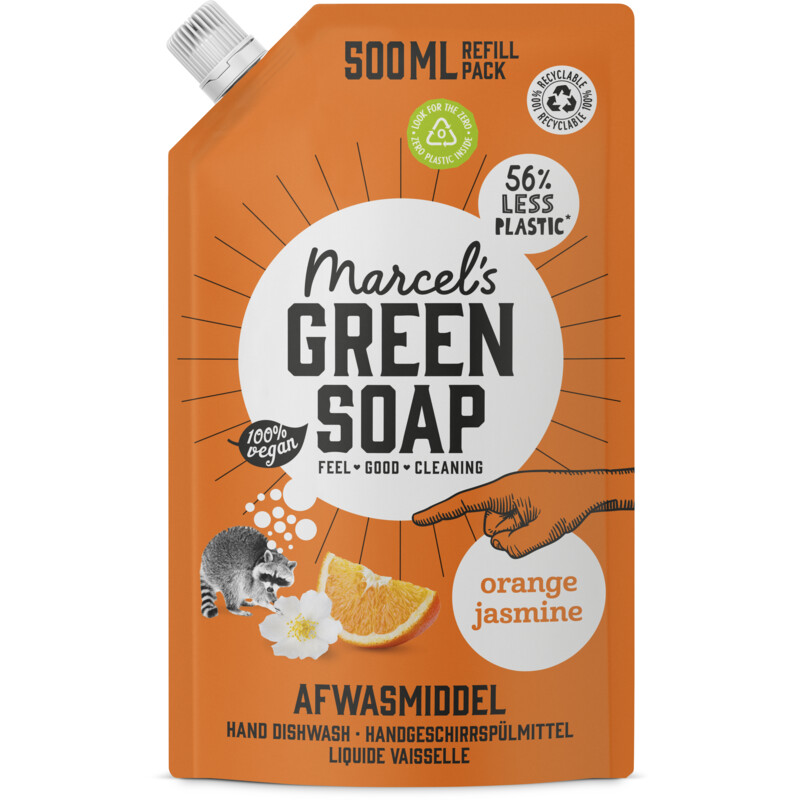 Een afbeelding van Marcel's Green Soap Afwasmiddel orange jasmine navulling
