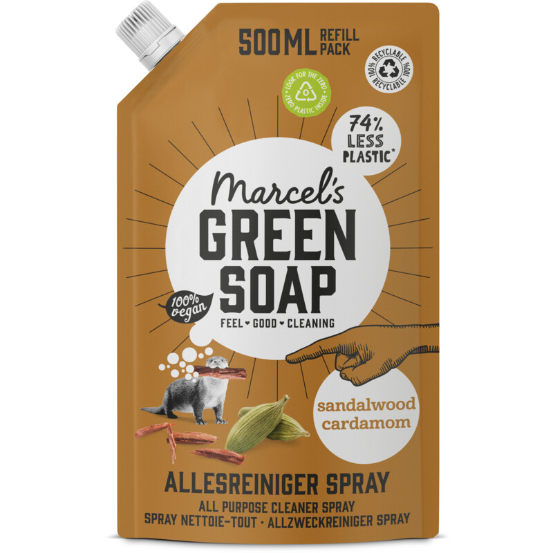 Een afbeelding van Marcel's Green Soap Allesreiniger sandelhout navulling