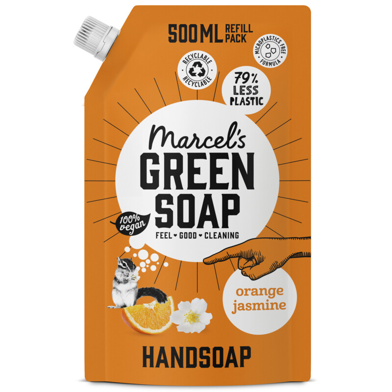 Een afbeelding van Marcel's Green Soap Handzeep orange & jasmin navulling