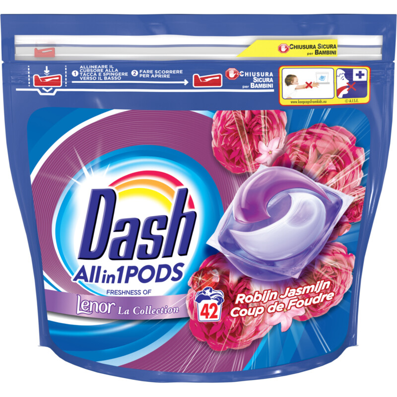 Een afbeelding van Dash Robijn jasmijn wasmiddelcapsules