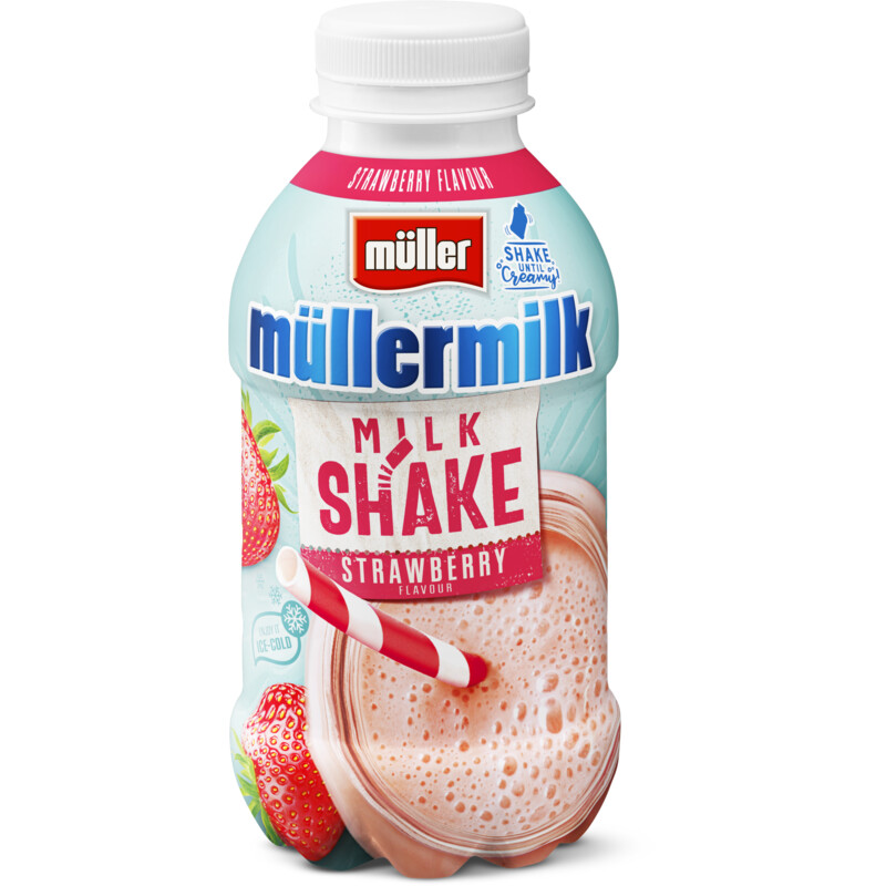 Een afbeelding van Müller Müllermilk milkshake aardbeismaak