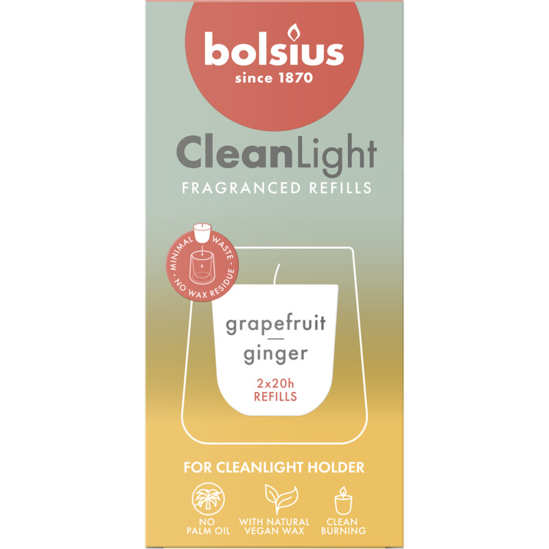 Een afbeelding van Bolsius Navulling clean light grapefruit ginger