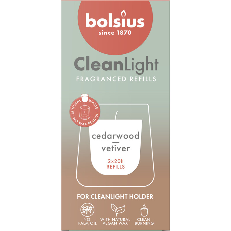 Een afbeelding van Bolsius Navulling clean light cedarwood vertiver
