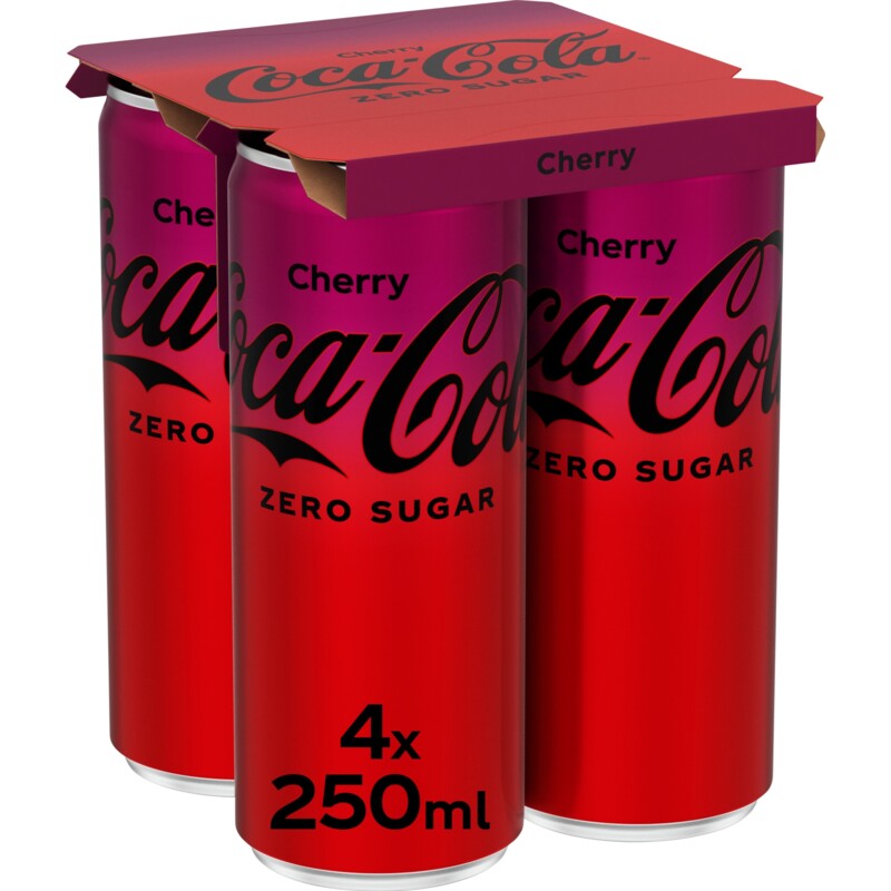 Een afbeelding van Coca-Cola Zero sugar cherry 4-pack