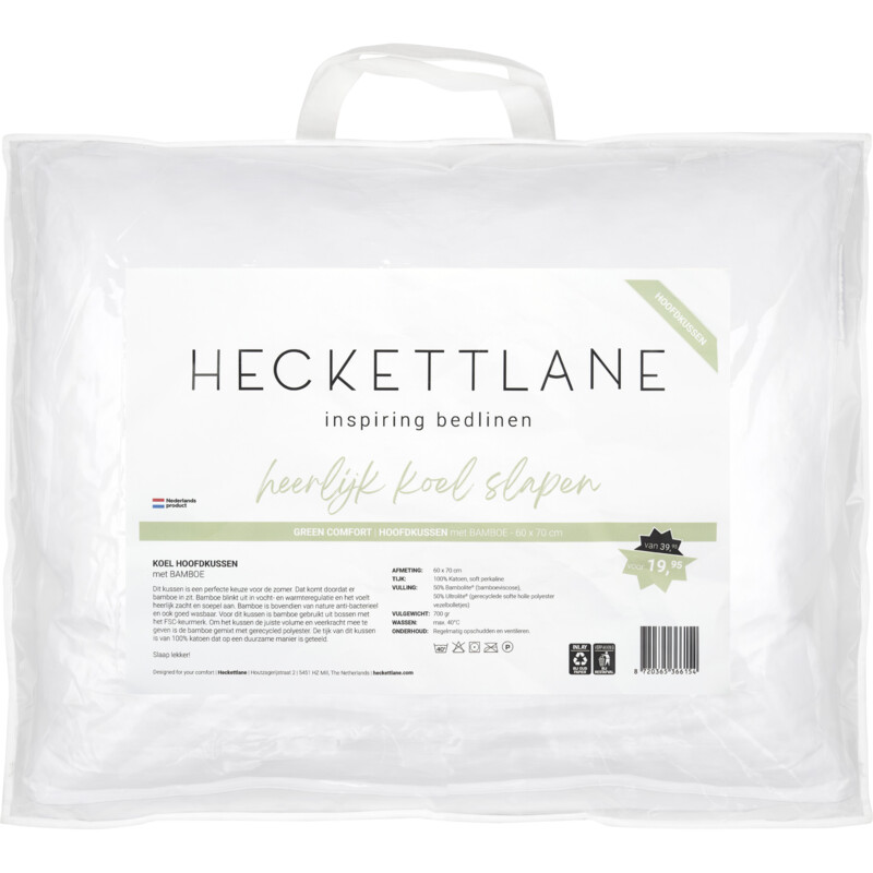 Een afbeelding van Heckett Lane Hoofdkussen bamboe 60x70cm