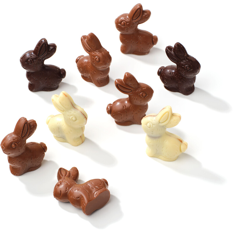 Een afbeelding van AH Excellent Praliné konijntjes puur, melk en wit