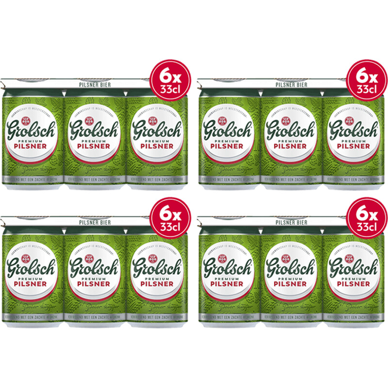 Een afbeelding van Grolsch Pilsner bier blik 4-pack