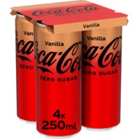 Een afbeelding van Coca-Cola Zero sugar vanilla 4-pack