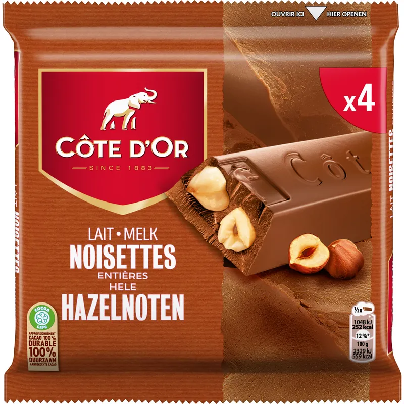 Côte d'Or Melk noten 4 repen BEL