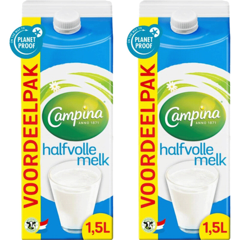 Een afbeelding van Campina Halfvolle Melk 1,5L pakket 2-pack