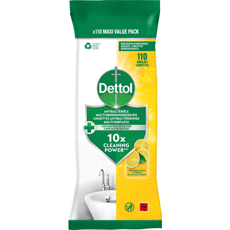 Een afbeelding van Dettol Antibacteriële schoonmaakdoekjes citroen