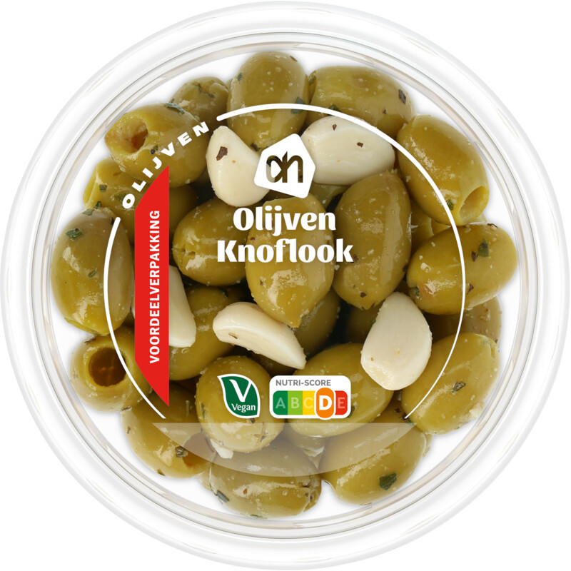 Een afbeelding van AH Groene olijven met knoflook
