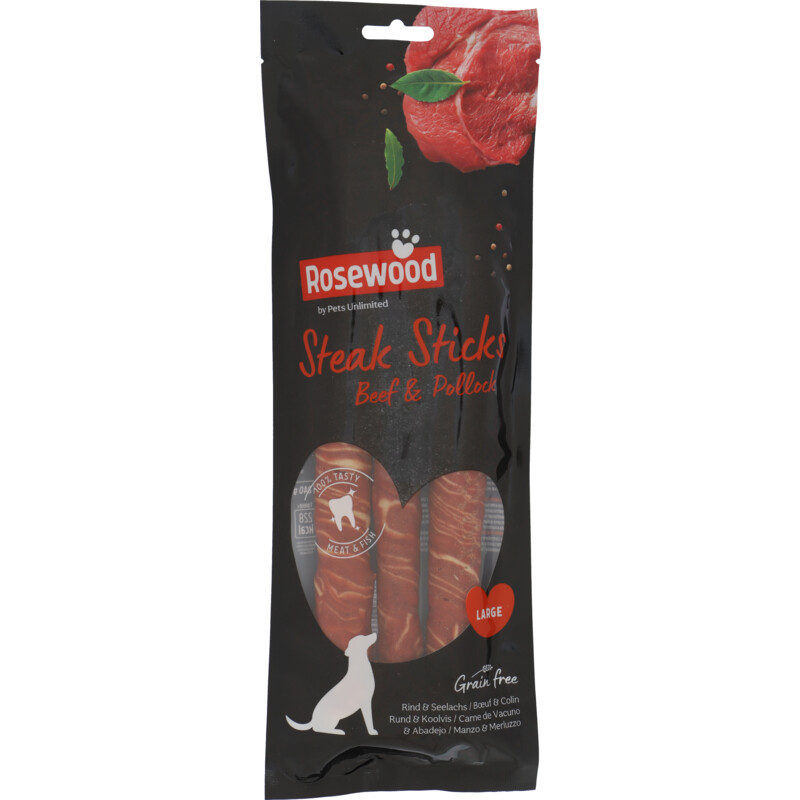 Een afbeelding van Rosewood Steak sticks beef & pollock large