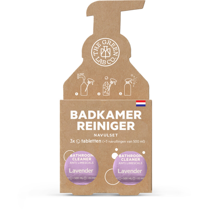 Een afbeelding van The Green Lab Co. Badkamerreiniger tablet lavendel