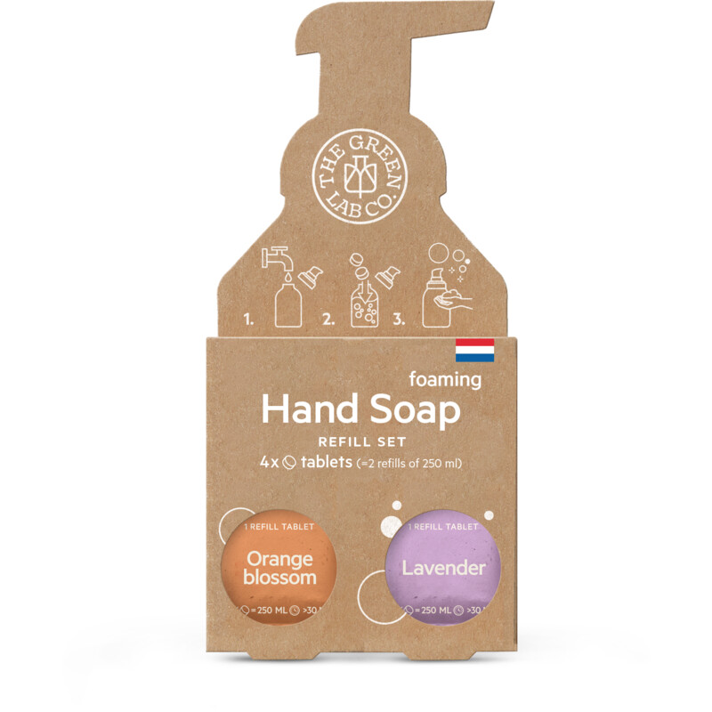 Een afbeelding van The Green Lab Co. Navulset handzeep oranjebloesem lavendel