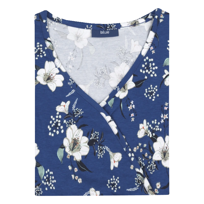 Jurkje allover bloemen blauw maat L
