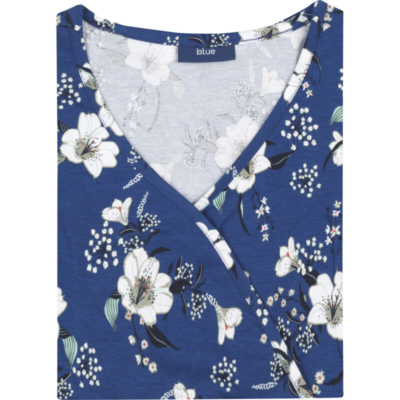 Een afbeelding van Blue Jurkje allover bloemen blauw maat XL