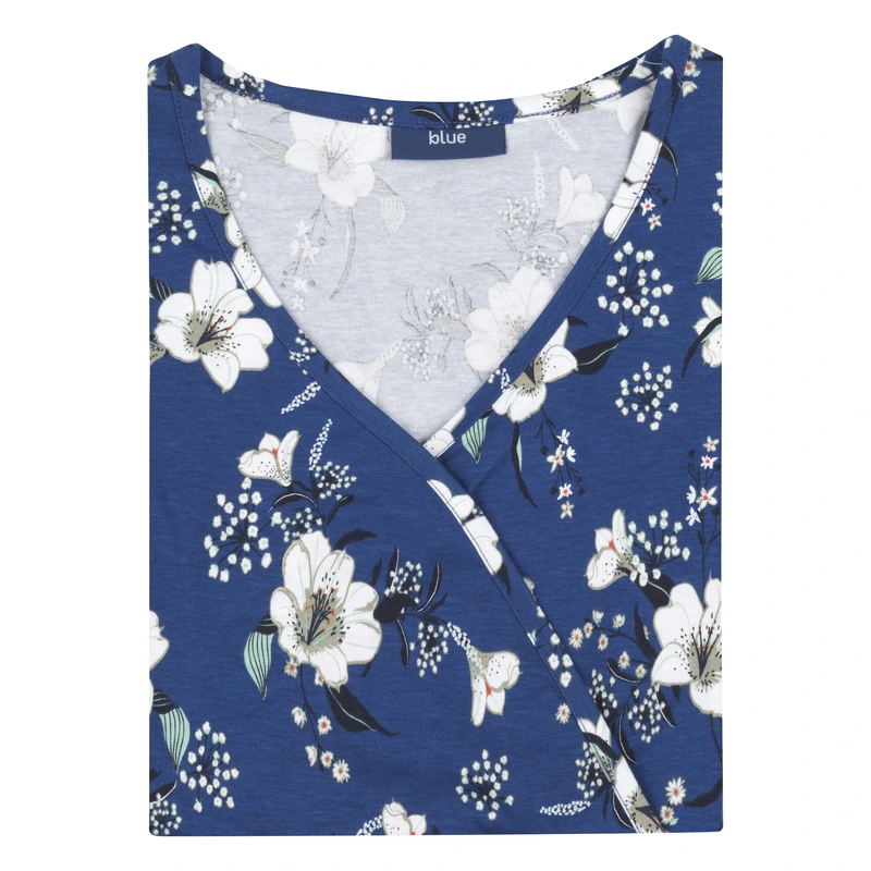 Jurkje allover bloemen blauw maat M
