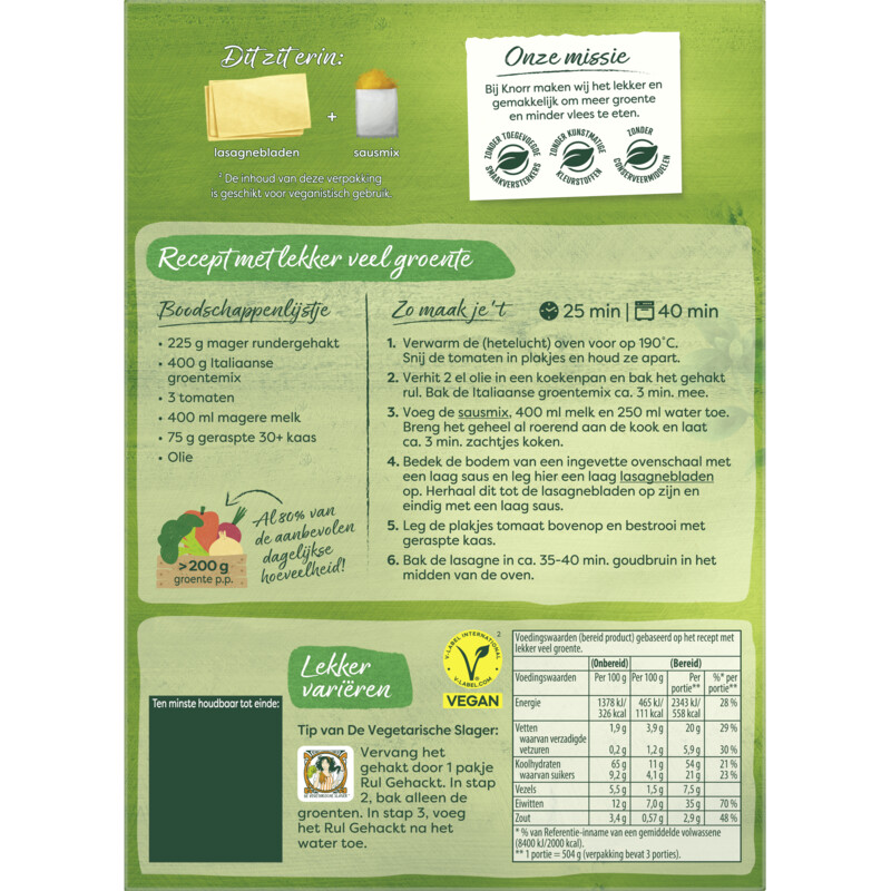 Een afbeelding van Knorr Wereldgerechten lasagne bolognese
