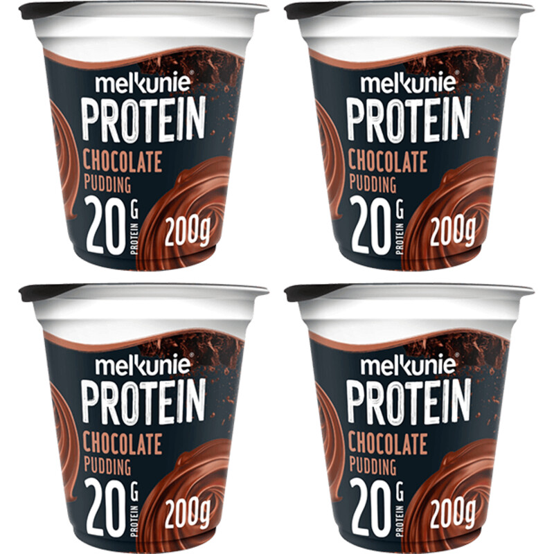 Een afbeelding van Melkunie Protein chocolade pudding 4-pack