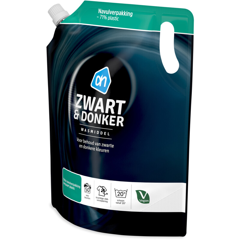 Een afbeelding van AH Wasmiddel zwart & donker navulling
