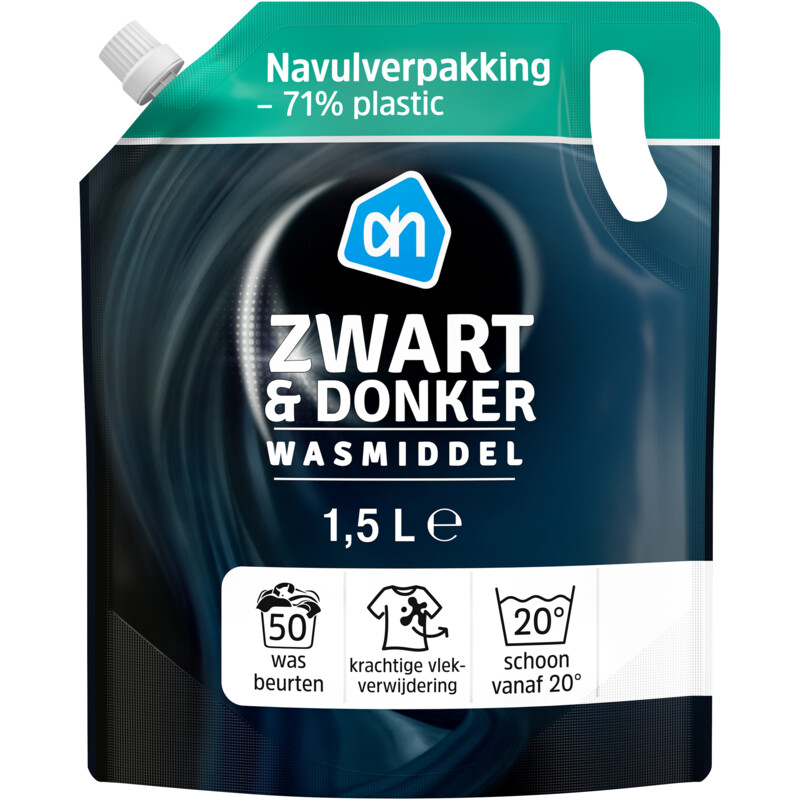 Een afbeelding van AH Wasmiddel zwart & donker navulling