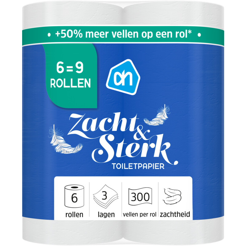 Een afbeelding van AH Toiletpapier 3-laags 6=9 rollen