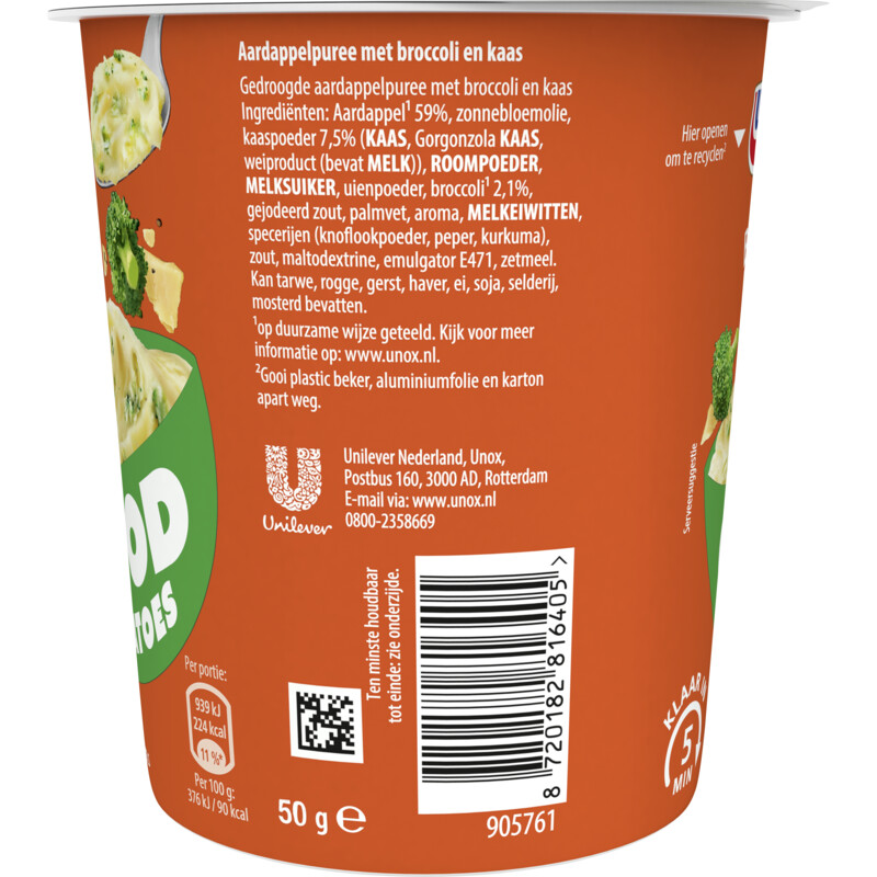 Een afbeelding van Unox Good potatoes broccoli en kaas