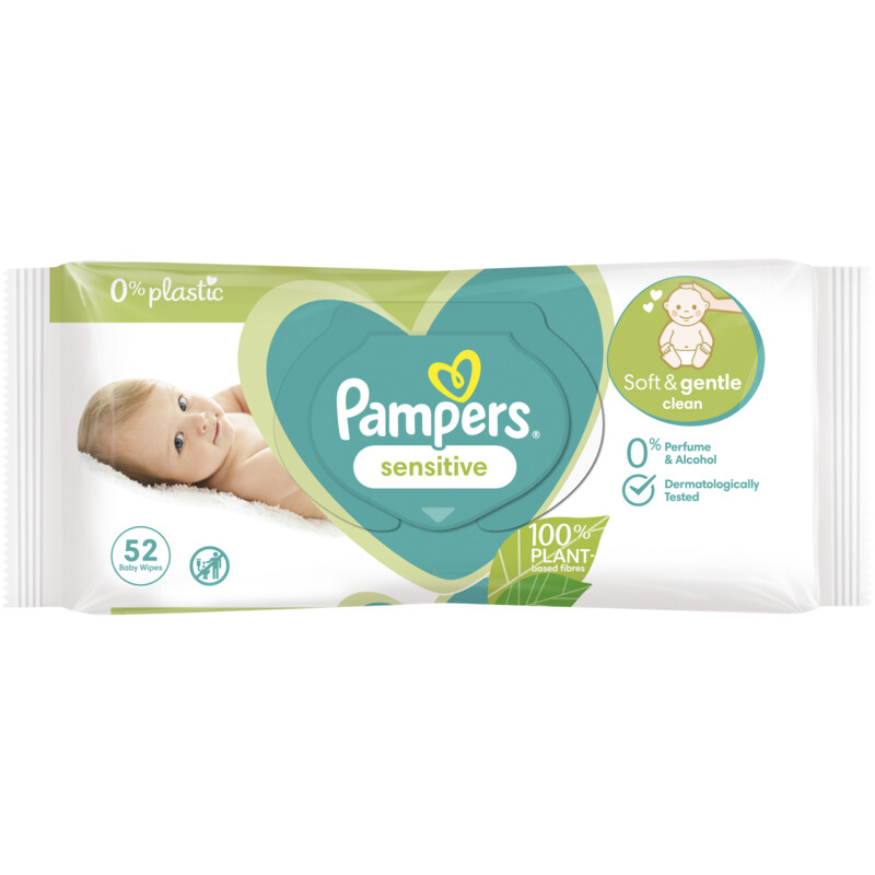 Een afbeelding van Pampers Sensitive babydoekjes 0% plastic