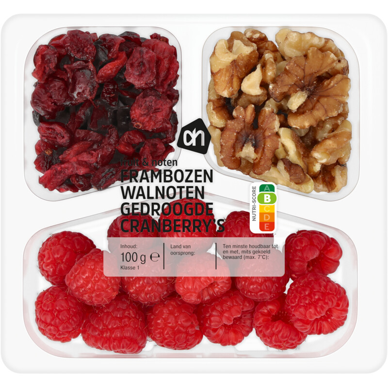 Een afbeelding van AH Fruit & noten frambozen walnoten