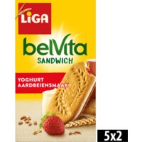 Een afbeelding van Liga Belvita sandwich yoghurt aardbeiensmaak