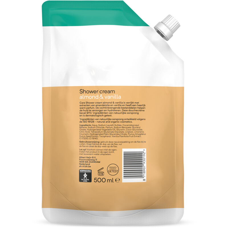 Een afbeelding van Care Shower cream almond & vanilla navul