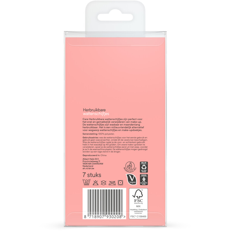 Een afbeelding van Care Re-usable cotton wattenschijfjes