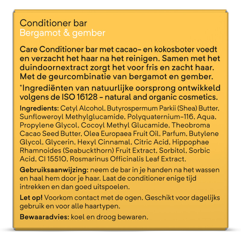 Een afbeelding van Care Conditioner bar bergamot & ginger