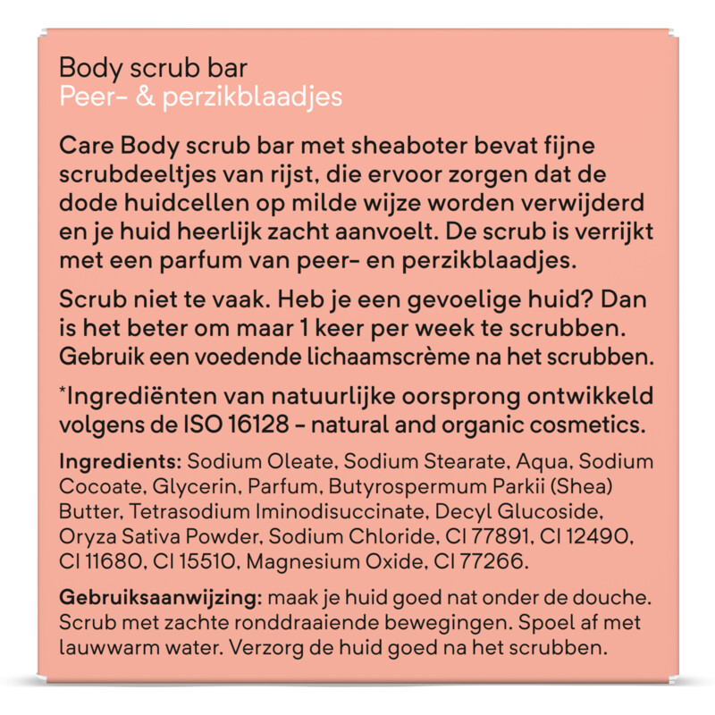 Een afbeelding van Care Body scrub bar peer & perzik
