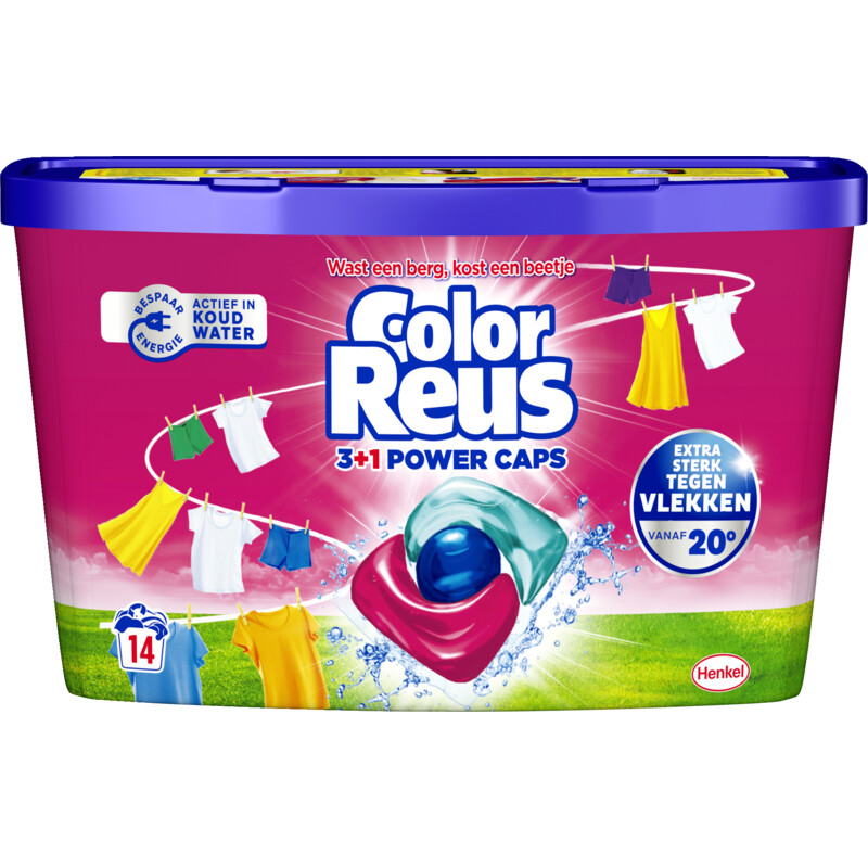 Een afbeelding van Witte Reus Color 3+1 power wasmiddel capsules kleur