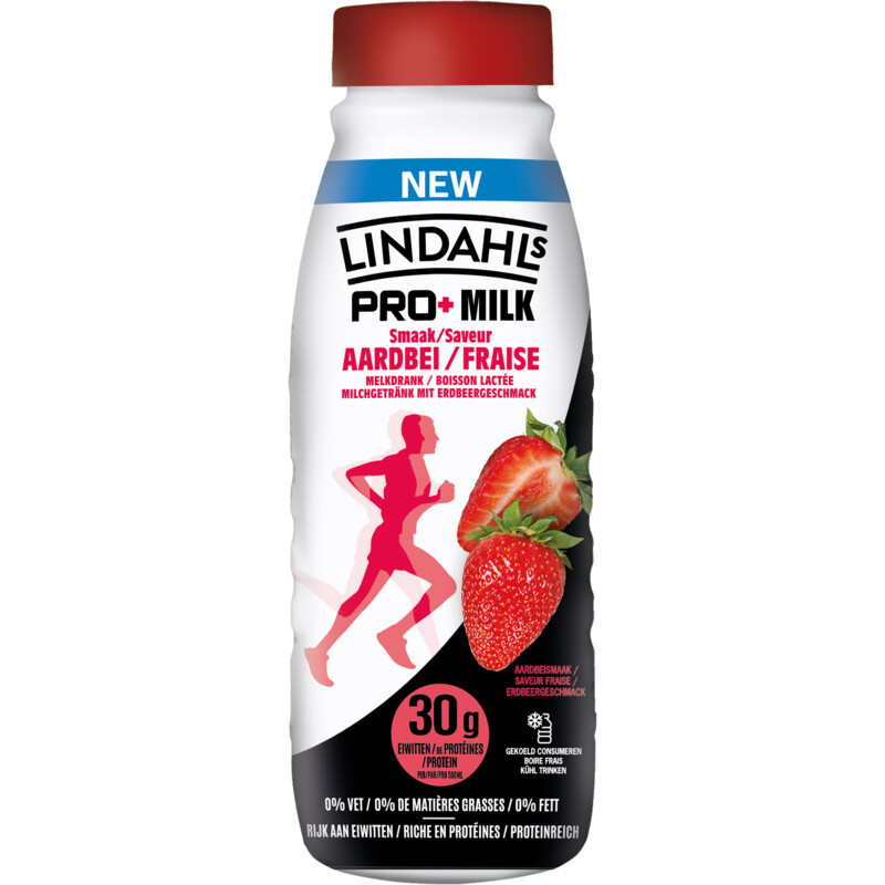 Een afbeelding van Lindahls Pro + milk aardbeismaak