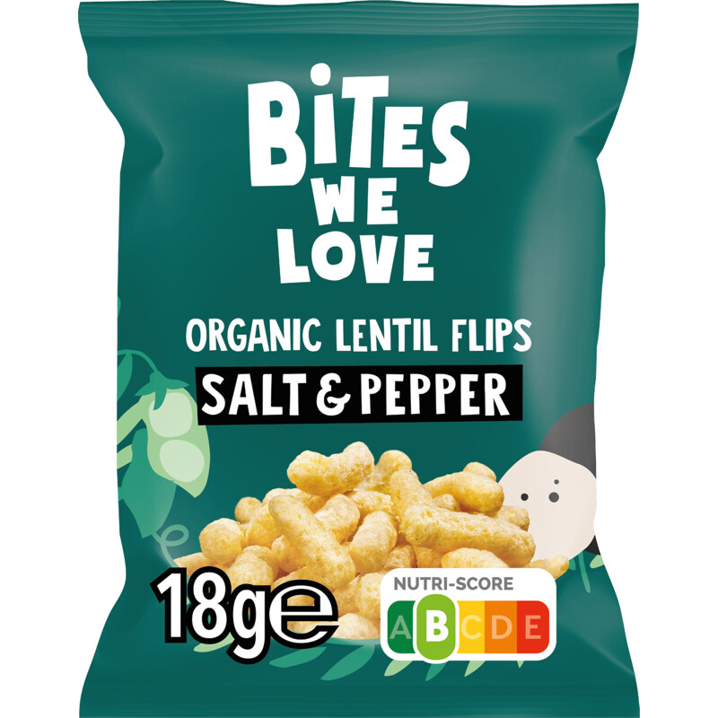 Een afbeelding van BitesWeLove Flip-its salt & pepper linzen chips